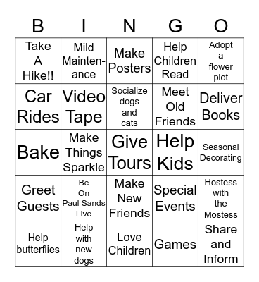 Volunteer Fair Bingo Card