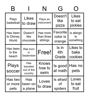 Get to Know You Bingo: Find Someone Who... Bingo Card
