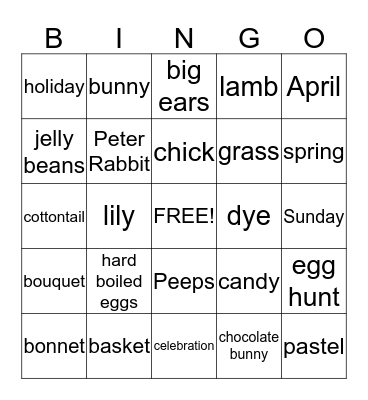Easter Bingo Card