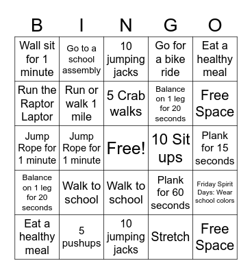 September Raptor Rewards Bingo Card