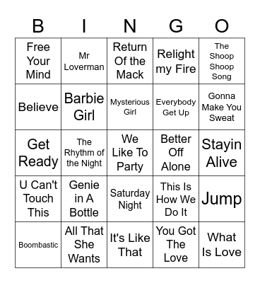 90's Bingo Card