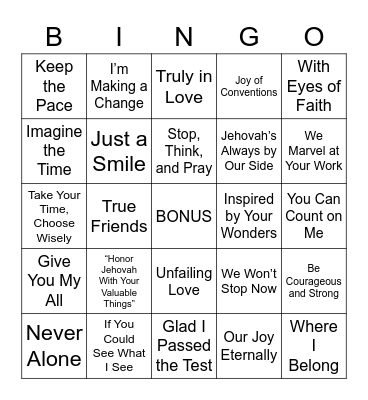 Original Songs Bingo Card