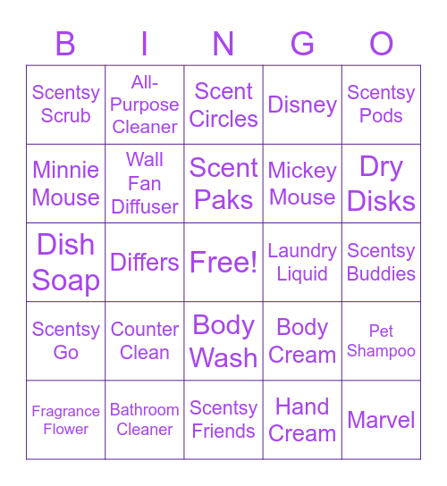 Scentsy Bingo Card