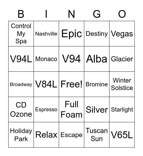 Marquis Bingo Card