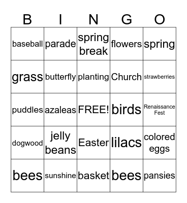 April Bingo Card