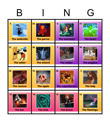 Disney Loteria Bingo Card