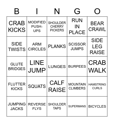 FITNESS BINGO Card