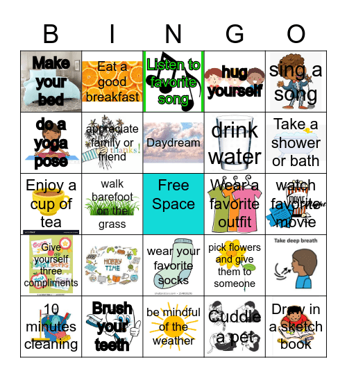 Self Care Bingo Card