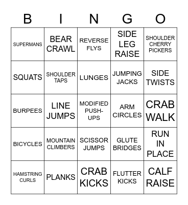 FITNESS BINGO Card