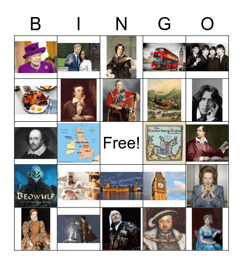 British Bingo Card