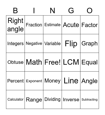 Welcome Back to Math 2019-2020 Bingo Card