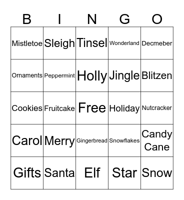 Happy Holidays 2012 Bingo Card