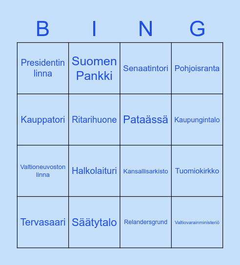 Kruununhaka Edition Bingo Card