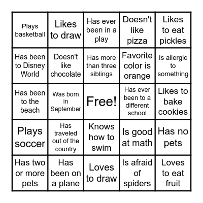 Get to Know You Bingo: Find Someone Who... Bingo Card