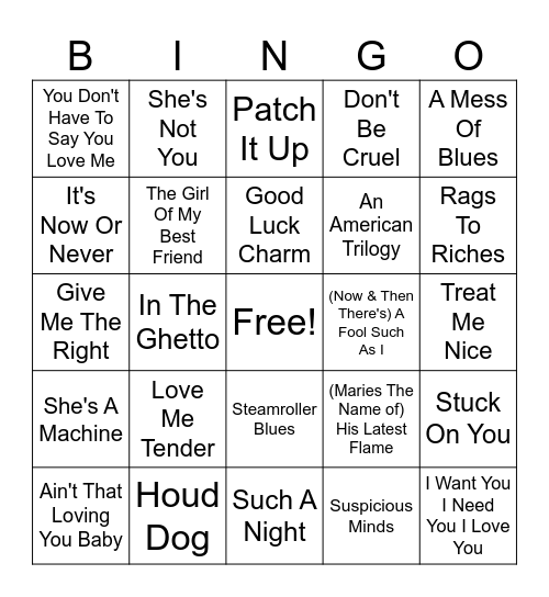 1-All Elvis Bingo Card