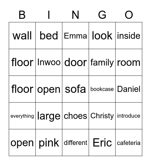 Chapter 1-1 Bingo Card