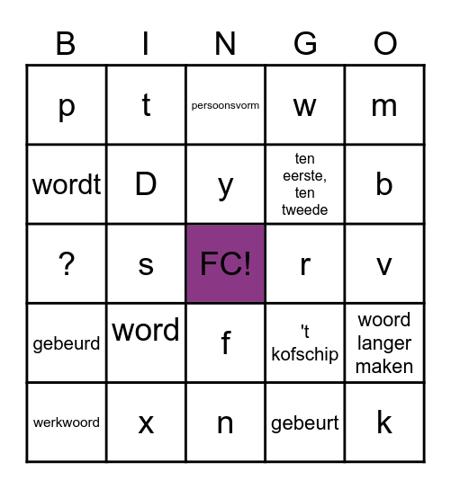 Nederlands Bingo Card