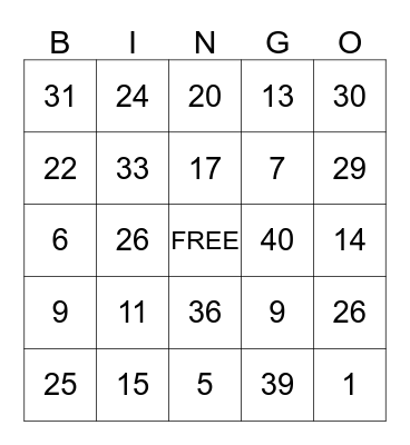 Easter hunt bingo Card