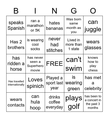 Raider Bingo Card