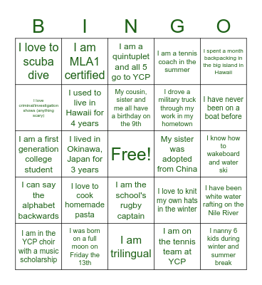 Meet Our Team Bingo Card