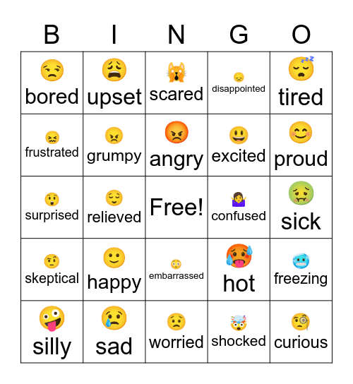 Feelings Bingo Card