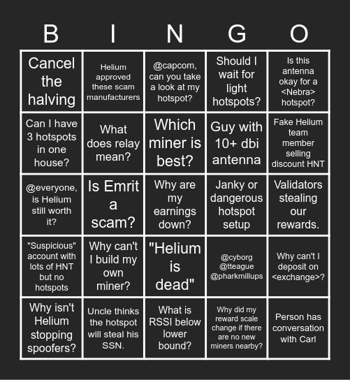 Helium Discord bingo Card