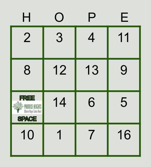 Promise Heights Team Building Bingo Card