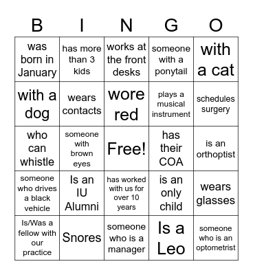 Find someone who: Bingo Card