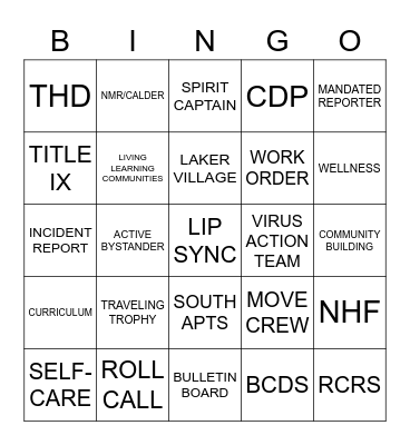 #GVSURA Training Bingo Card
