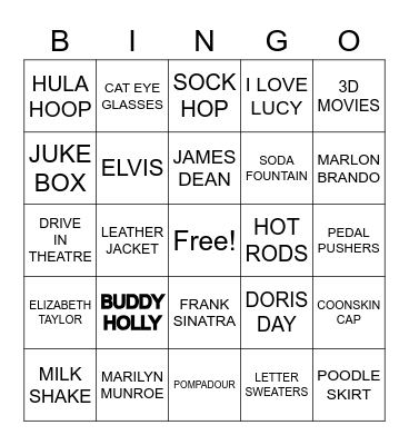 1950's BINGO Card