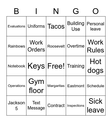 Custodian BINGO Card