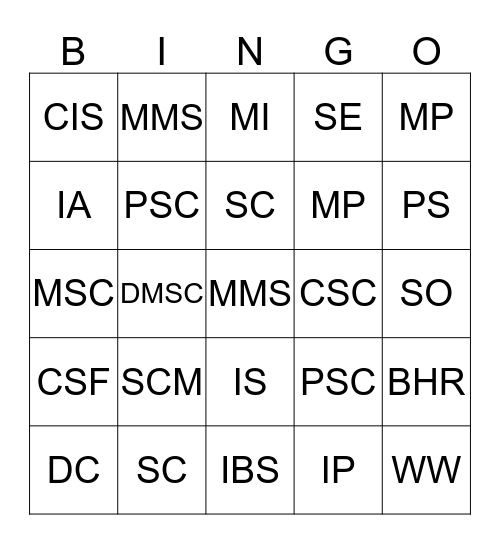 Self Confident Consumer Bingo Card