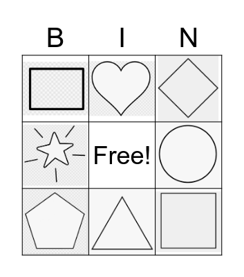 Find the shape!! Bingo Card