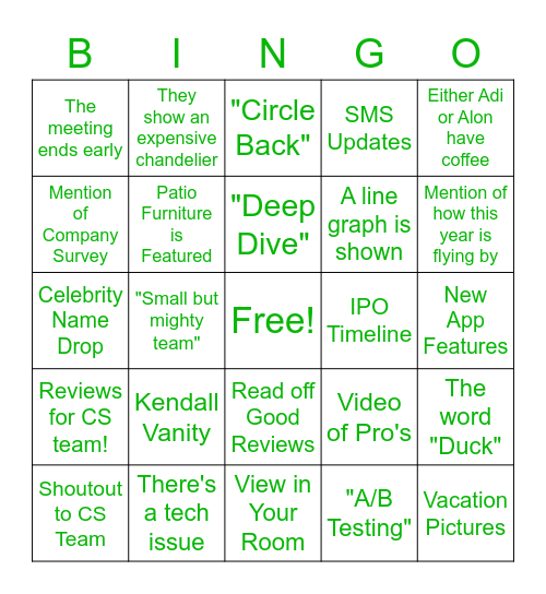 Company Meeting Bingo! Bingo Card