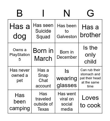 Back to School BINGO Card