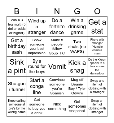 Blackout Bingo Card