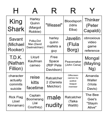 james gunn suicide squad (2021) who will die?? Bingo Card