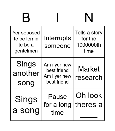 Grandom Bingo Card