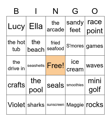 Cape Cod Vacation Bingo Card