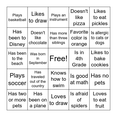 Get to Know You Bingo: Find Someone Who... Bingo Card