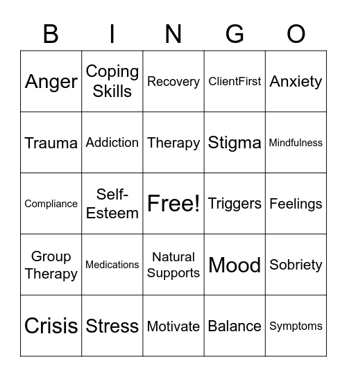 Mental Health BINGO Card