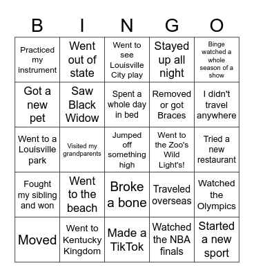 Band Bingo Card