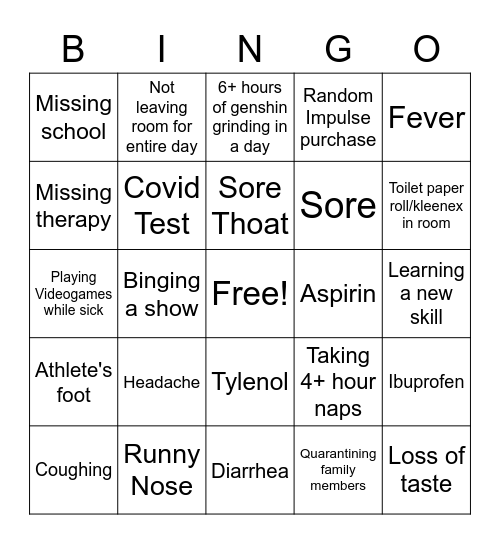 Covid Bingo Card