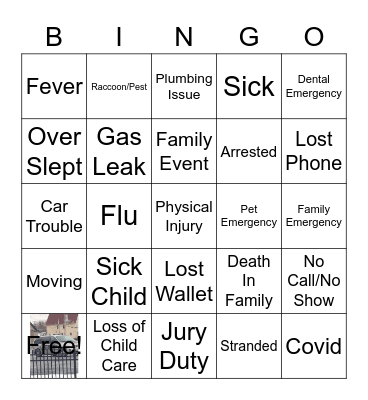 Late / Call-Off Bingo Card