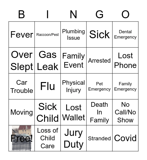 Late / Call-Off Bingo Card