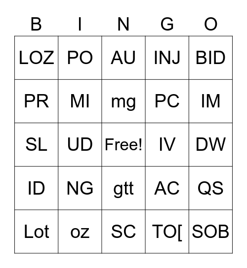CLO 3 Bingo Card