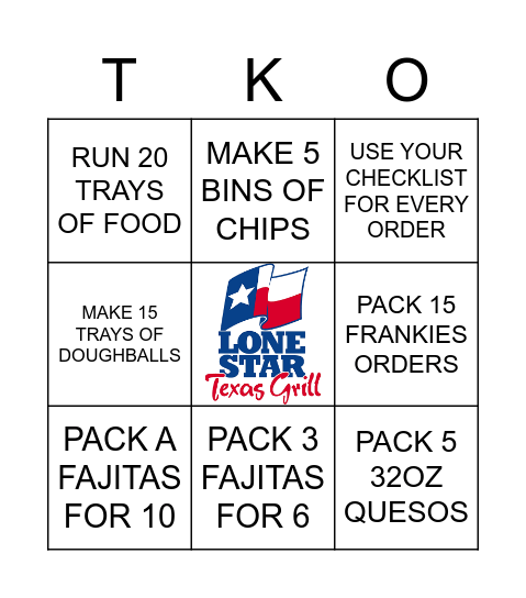 foh support bingo Card