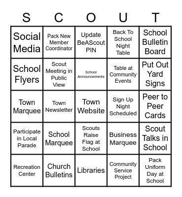 Cub Scout Recruitment Bingo! Bingo Card