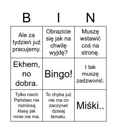 Informatyka bingo Card