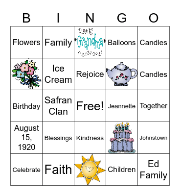 Happy Birthday Bingo Card